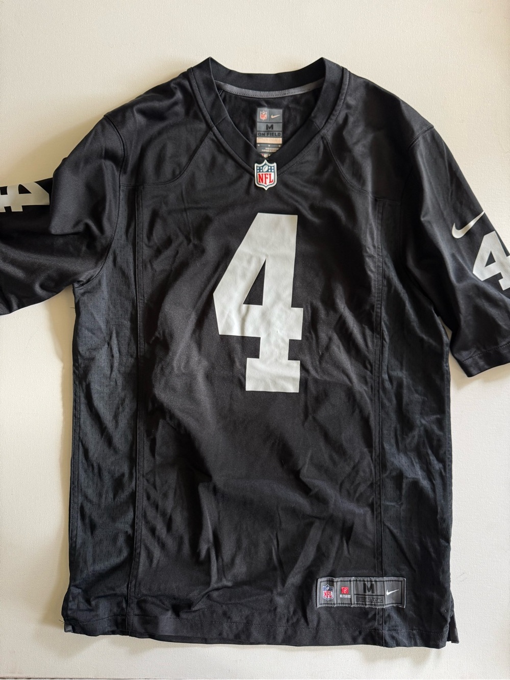 Las Vegas Raiders Nike Men's Black & White Derek Carr #4 Game TC Football Jersey
